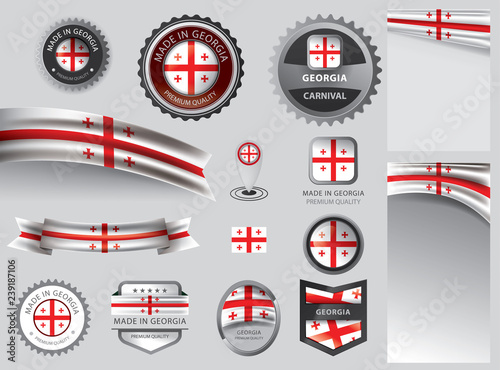 Made in Georgia seal, Georgian flag and color --Vector Art--