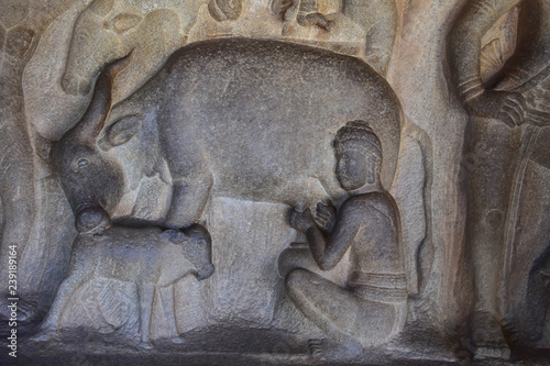 Chennai, Tamilnadu - India - September 09, 2018: Mamallapuram stone carvings © Ganeshkumar
