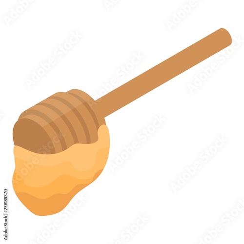 Wood honey spoon icon. Isometric of wood honey spoon vector icon for web design isolated on white background