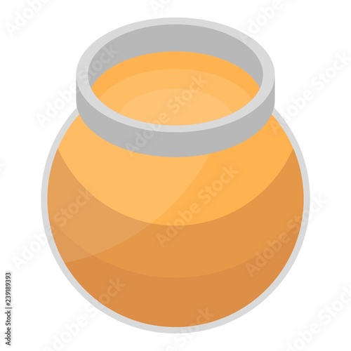 Open honey jar icon. Isometric of open honey jar vector icon for web design isolated on white background