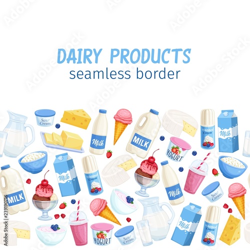 Seamless border dairy products.