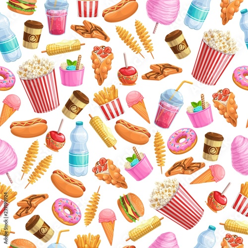 Seamless pattern street food.