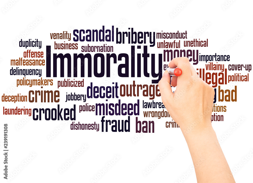 Immorality word cloud hand writing concept Immorality word cloud hand writing concept