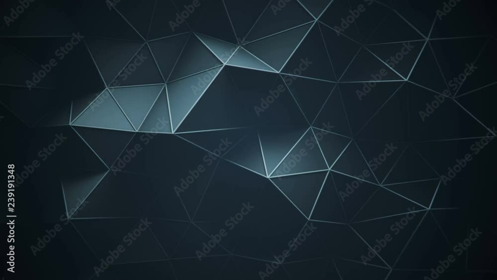 Distorted low poly construction with lines on edges. Modern abstract motion background. Seamless loop 3D render animation 4k UHD (3840x2160)