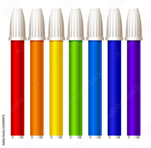 vector set of classic markers with white caps drawing set for kids