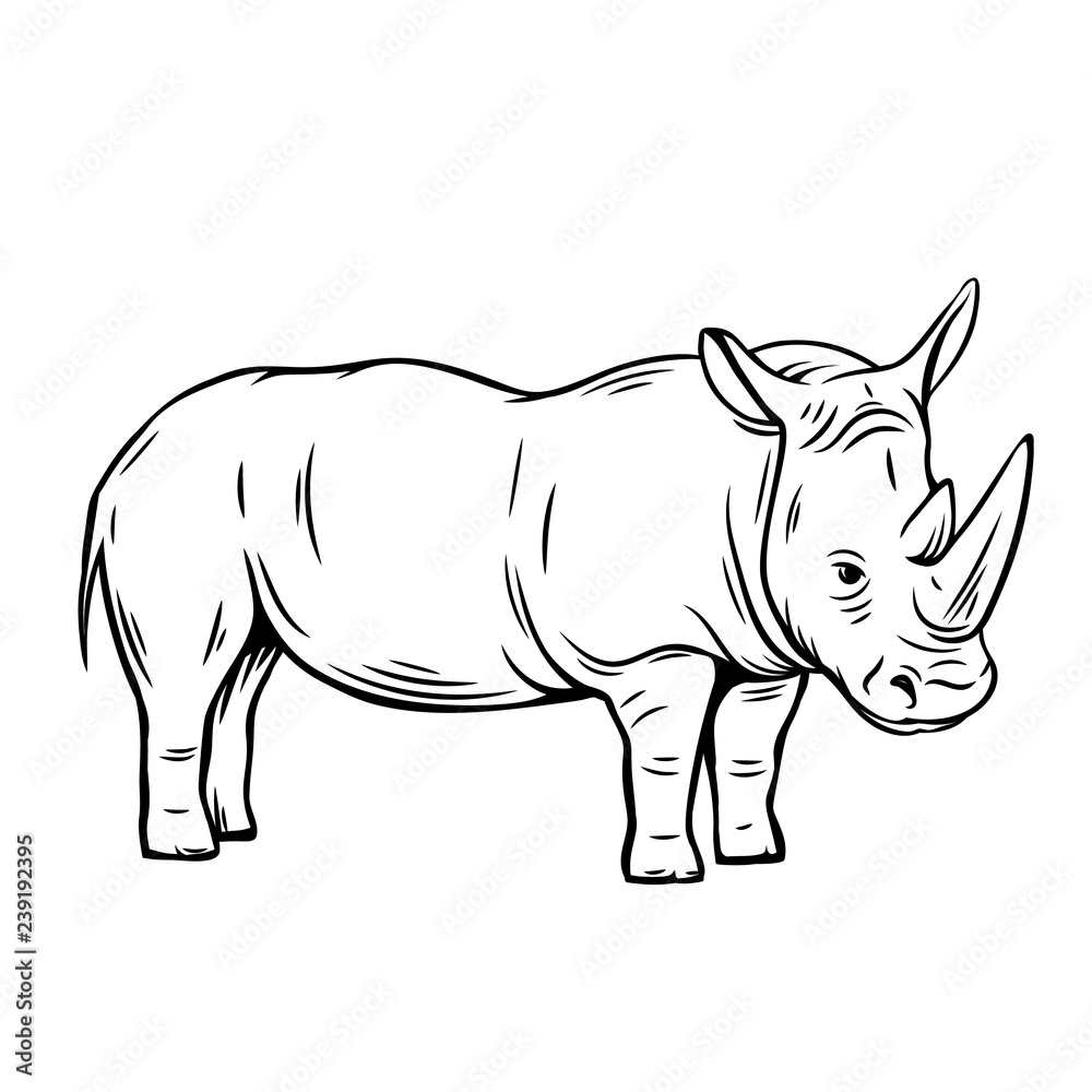 Fototapeta premium Outline rhinoceros icon