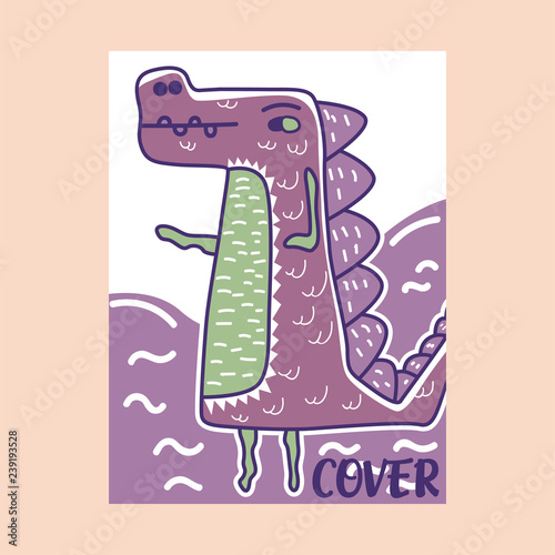 Dinosaur baby girl cute print. Cool brachiosaurus illustration for nursery t-shirt, kids apparel, invitation, simple scandinavian child design. Text slogan. - Vector