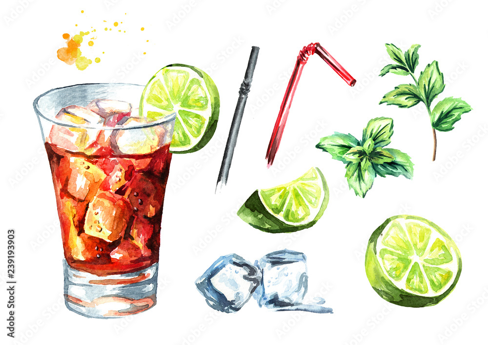 Obraz na plátně Cuba Libre cocktail set