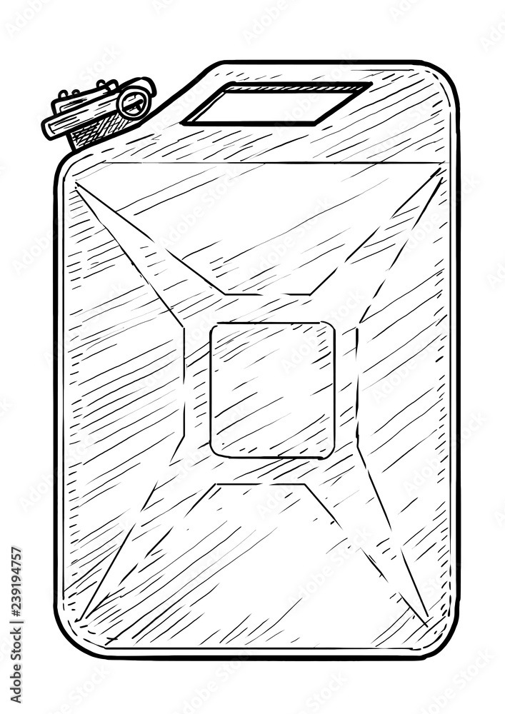 Fuel container illustration, drawing, engraving, ink, line art, vector Stock Vector Adobe Stock