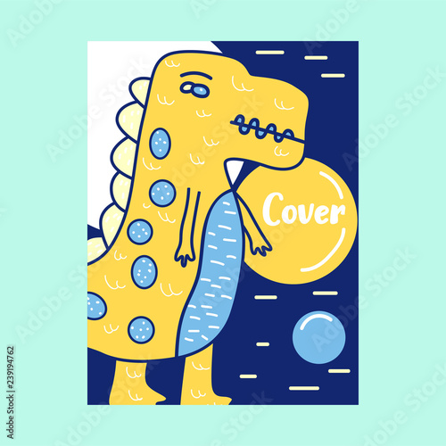 Dinosaur baby girl cute print. Cool brachiosaurus illustration for nursery t-shirt, kids apparel, invitation, simple scandinavian child design. Text slogan. - Vector