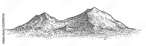 Mountain illustration  drawing  engraving  ink  line art  vector