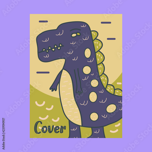 Dinosaur baby girl cute print. Cool brachiosaurus illustration for nursery t-shirt, kids apparel, invitation, simple scandinavian child design. Text slogan. - Vector