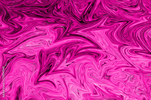 Liquid Abstract Pattern With Plastic Pink And Black Graphics Color Art Form. Digital Background With Liquid Flow