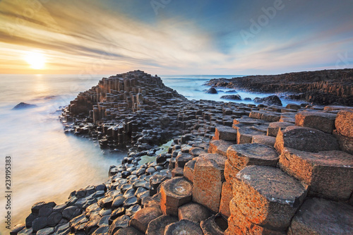 Sun Setting at The Giants Causeway Northern Ireland photo