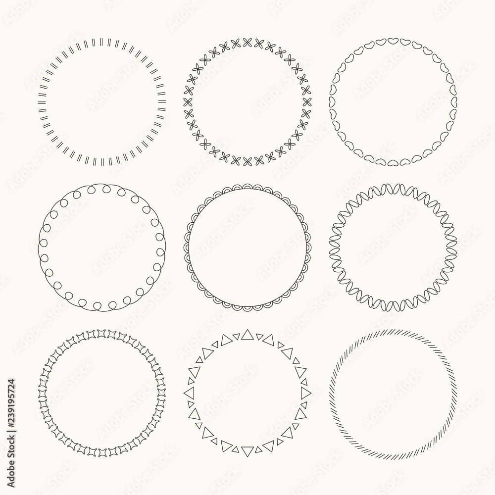 Collection of vector graphic circle frames. Wreaths for design Collection of vector graphic circle frames. Wreaths for design