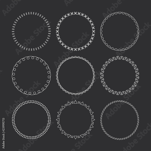 Collection of vector graphic circle frames. Wreaths for design