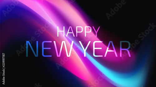 Happy New Year Trendy Colorful Fluid Background. 2019 Greeting Card  Banner  Wallpaper  Invitational. Vector EPS 10