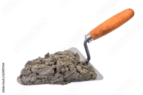 Brick laying tool on white background