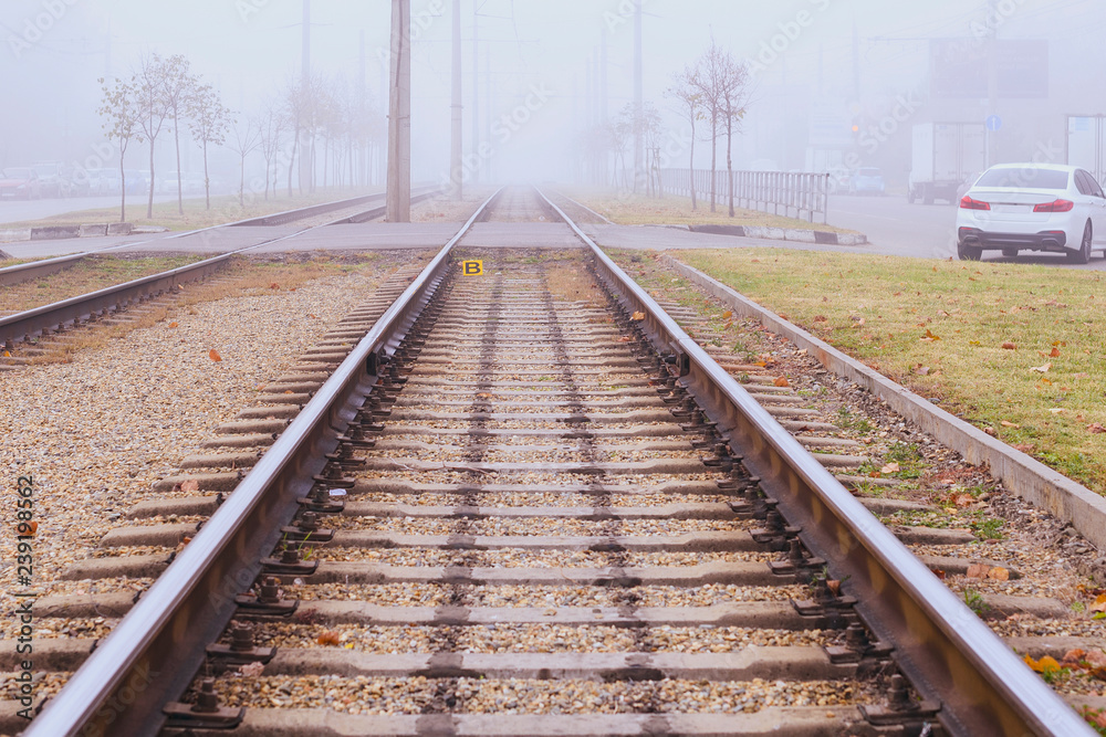 Fototapeta premium fog covered rails