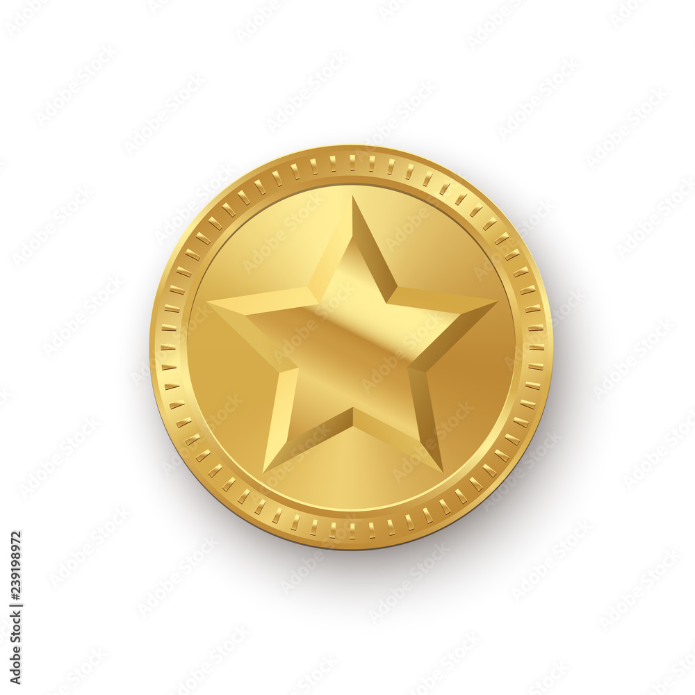 Vector golden medallion with star isolated on white background. Vector golden medallion with star isolated on white background.