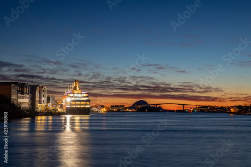 After sunset in Bronnoysund in Northern Norway