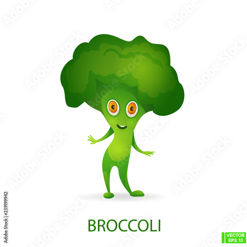 Cute broccoli vegetables character cartoon.