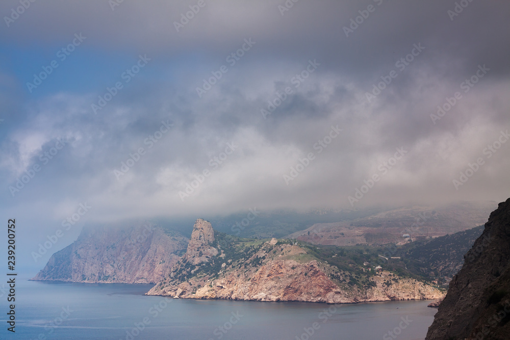 Picturesque view of Black Sea coastline, Crimean mountains and Balaklava bay, Crimea, Russia. Picturesque view of Black Sea coastline, Crimean mountains and Balaklava bay, Crimea, Russia.