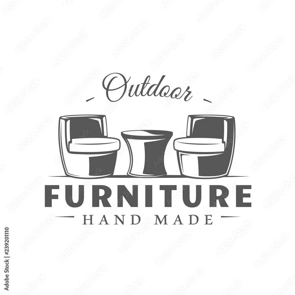 Furniture label isolated on white background Furniture label isolated on white background