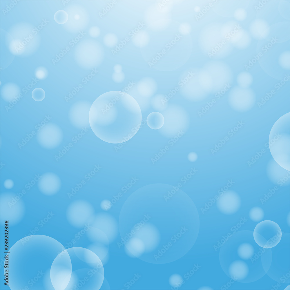Light blue abstract background with a bokeh in the form of circles. Underwater world with air bubbles. Vector illustration. Light blue abstract background with a bokeh in the form of circles. Underwater world with air bubbles. Vector illustration.