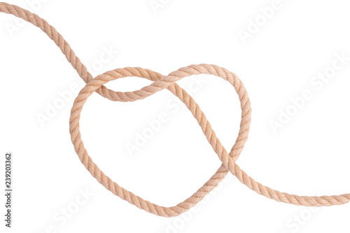 A heart made of rope on white background  isolated.