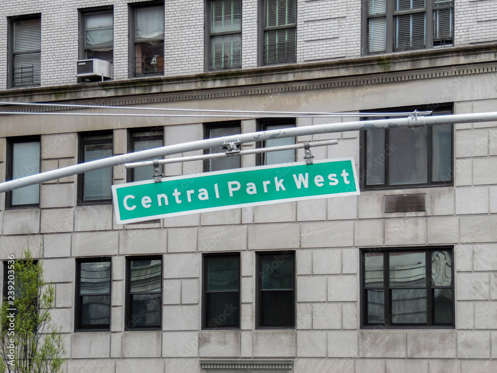 shield, street sign Central Park West New York City shield, street sign Central Park West New York City
