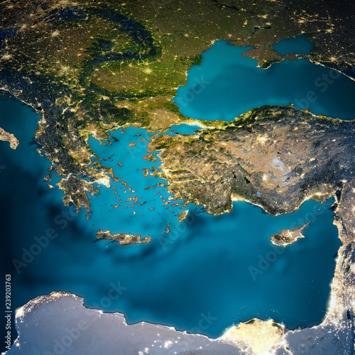 Fotografie, Obraz Turkey and Greece map