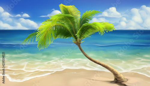 Sea beach. Realistic vector...