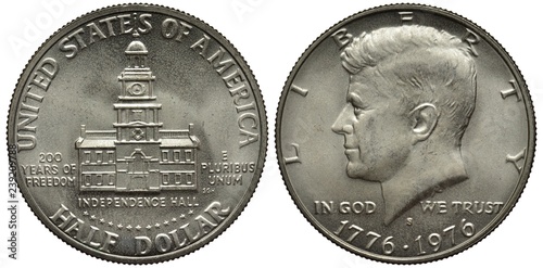 Cuadro en lienzo United States US silver coin 1/2 half dollar (50 fifty cents) 1976, bicentennial