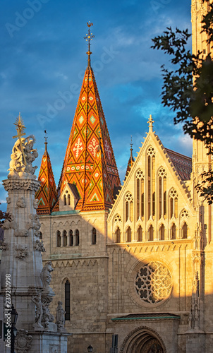 Towerbell of St Matthias church in Budapest in sunset