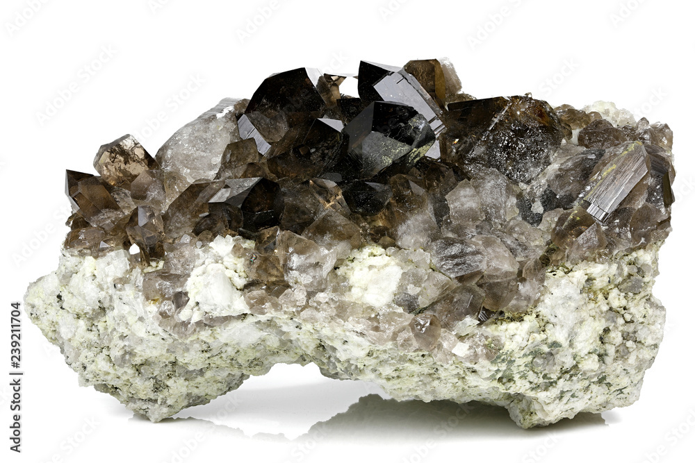 smoky quartz from Mount Galenstock, Uri, Switzerland isolated on white background smoky quartz from Mount Galenstock, Uri, Switzerland isolated on white background