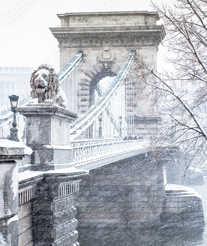 Chain Bridge at winter, Hun...