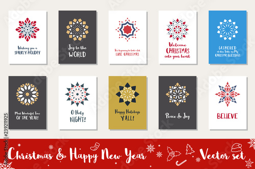 Christmas and Happy New Year vector set