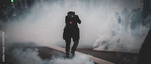 People in teargas photo