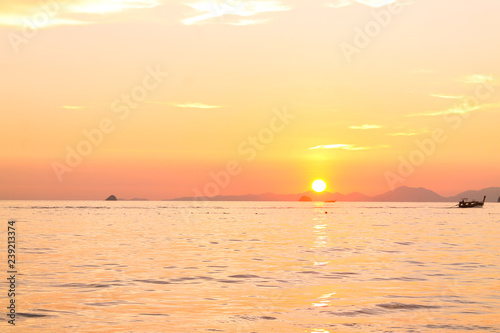 The amazing sunset seen from Tonsai beach, in Krabi province, Thailand. This is the region near Railay, Phra Nang and Ao Nang beach.