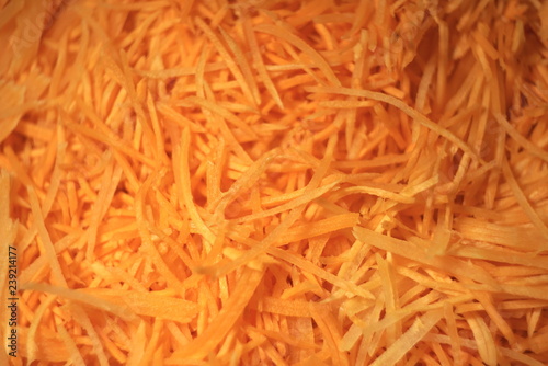 Carrots Grated Finely Fresh Orange. Close.