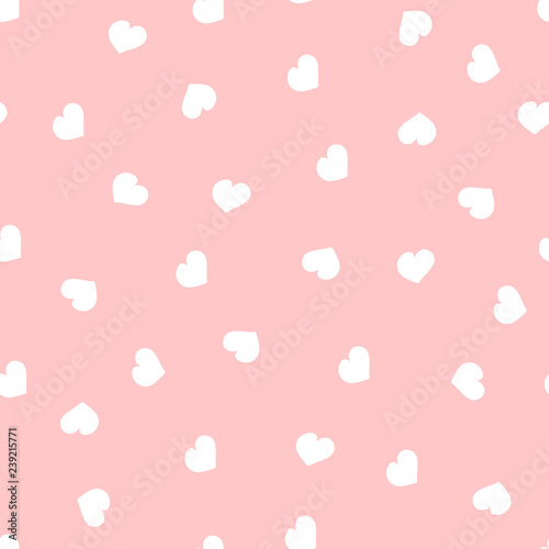 Seamless pattern for Valentine's Day. Cute hand drawn hearts on pink background