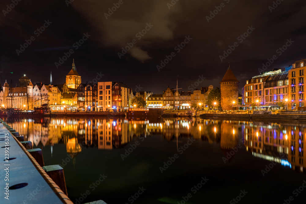  The Polish city of Gdansk at night.