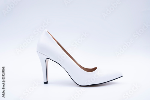 White high heels women stiletto shoes isolated on white background