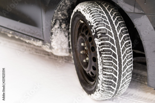 Winter tires with snow