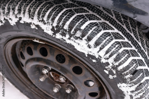 Winter tires with snow