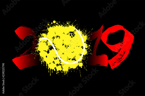 Abstract number 2019 and a tennis ball from blots