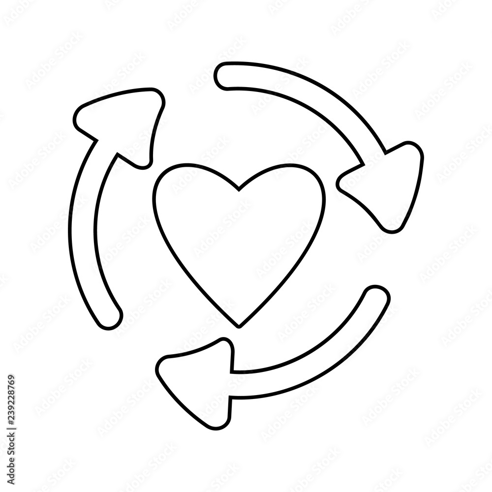 arrows in the circle of the heart icon. Element of cyber security for mobile concept and web apps icon. Thin line icon for website design and development, app development arrows in the circle of the heart icon. Element of cyber security for mobile concept and web apps icon. Thin line icon for website design and development, app development
