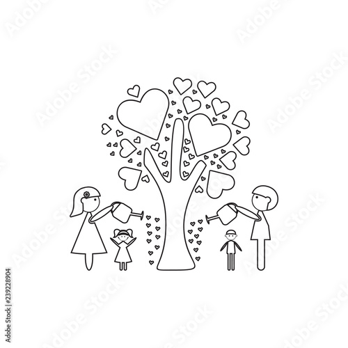 the family watered the tree of love icon. Element of cyber security for mobile concept and web apps icon. Thin line icon for website design and development, app development © rashadaliyev