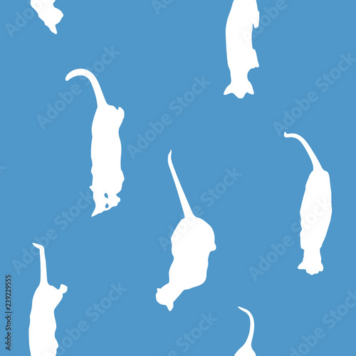 Siamese Cat Pattern Flat White On Blue